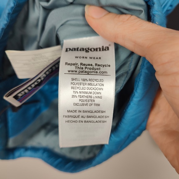 Patagonia Down Sweater Boys Small 7-8Y Light Blue Full Zip Jacket Winter Snow - Picture 6 of 8